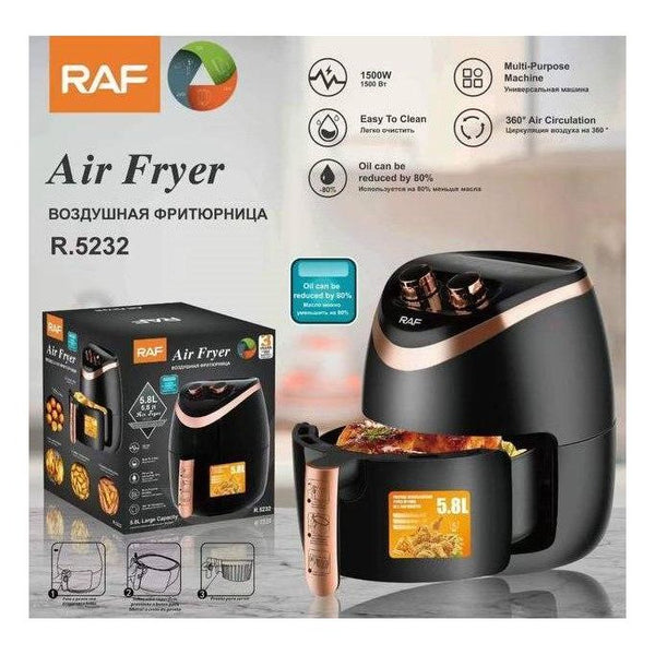 مقلاة RAF الهوائية R.5232 – 6 لتر – 1500 واط – شاشة رقمية