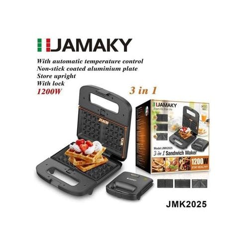 صانعة السندويشات متعددة الوظائف من جاماكي – 1200 واط – 3 في 1 (ساندويتش – وافل – شواية)