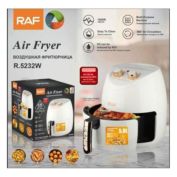 قلاية بدون زيت RAF سعة 5.8 لتر – 1500 وات
