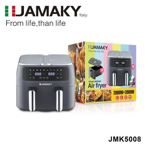 قلاية هوائية جاماكي JMK-5008 – 10 لتر – 2000 واط – بشاشة لمس – درجين – أسود