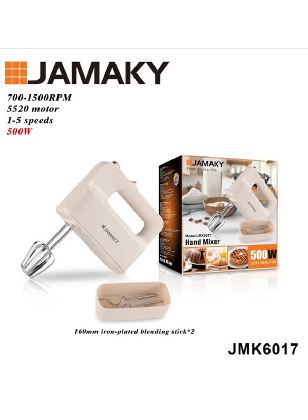Jamaky خلاط يدوي كهربائي – 500 واط – 5 سرعات – بلاستيك ABS – موديل JMK6017