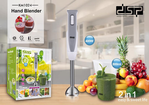هاند بليندر 2 في 1 – 400 وات بمحرك نحاسي وملحقات متعددة – موديل KM1024