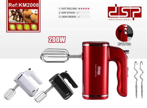 مضرب بيض كهربائي 200 واط – 5 سرعات + توربو – محرك نحاسي 4530 – موديل KM2008