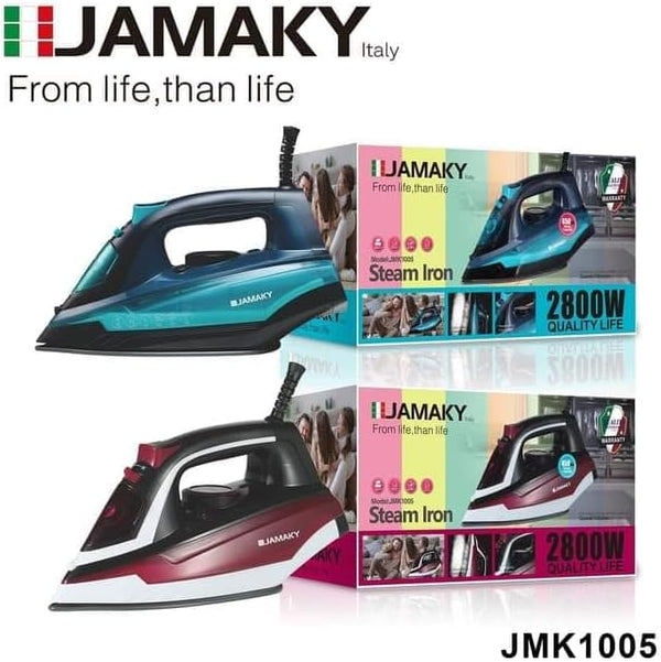 مكواة بخار للملابس من جاماكي – 2800 واط – قاعدة سيراميك – خاصية التنظيف الذاتي – موديل JMK1005