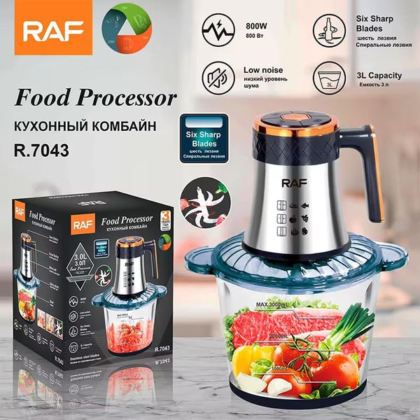 RAF كبة تقطيع الخضروات واللحوم – جسم معدني 800 وات – 3 لتر (R.7043)