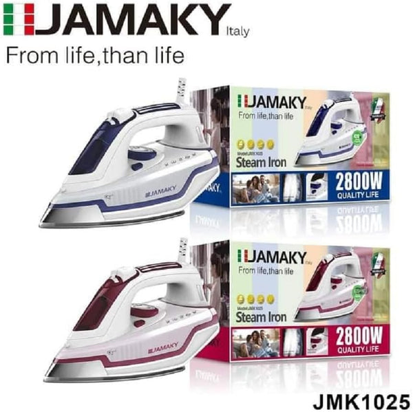 مكواة بخار جاماكي JMK-1025 – 2800 واط – قاعدة سيراميك غير لاصقة – خاصية التنظيف الذاتي