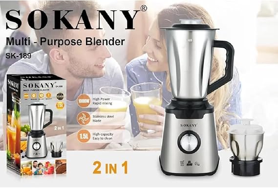 خلاط سوكاني استالنس متعدد الاغراض مع مفرمة