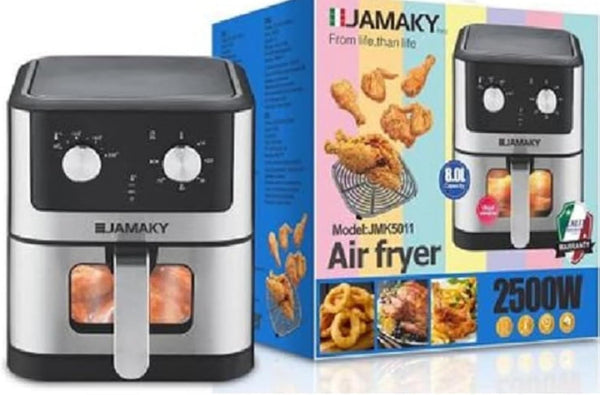 قلاية هوائية جاماكي JMK-5011 – 8 لتر – 2500 واط – بدون زيت – بشاشة تحكم – أسود إيطالي