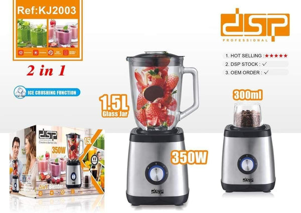 خلاط 2 في 1 زجاجي متعدد الاستخدامات – 350 واط – سعة 1.5 لتر – موديل KJ2003