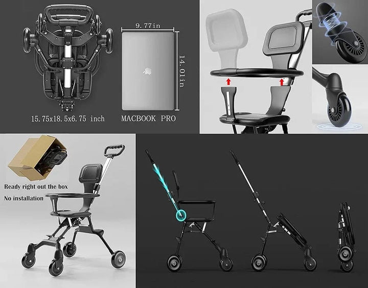 cOOva Pocket Stroller for Travel Stroller for Airplane- Portable Compact Airport Stroller - Small Stroller for Toddler Travel - All Terrain Stroller for Toddler Stroller for Upto 65 Lbs.