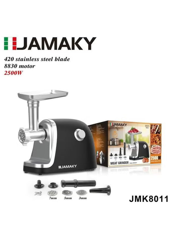 مفر مفرمة لحمة من JAMAKY إيطالي - 2500 واط – متعددة الوظائف بشفرات ستانلس ستيل – موديل JMK8011