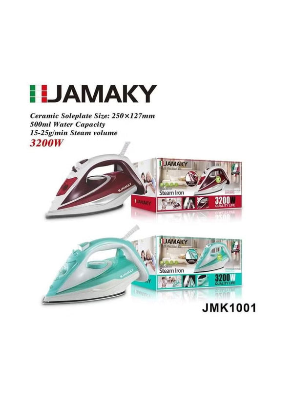 جهاز كي بالبخار من جاماكي – 3200 واط – خزان 500 مل – قاعدة سيراميك – تصميم إيطالي – JMK1001