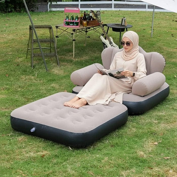 كرسي هوائي مع سرير للاسترخاء – اختار بين مسند القدم أو سرير الرحلات+ مضخة هواء مجانية