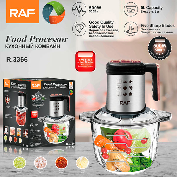 RAF كبة تقطيع الخضروات واللحوم – 500 وات – 5 لتر