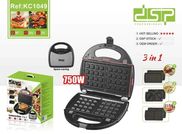 صانع الوافل والسندوتشات والشواية 3 في 1 – 750 واط – KC1049