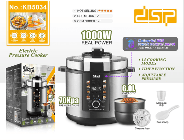 قدر ضغط كهربائي متعدد الوظائف – 6 لتر – 1000 وات – شاشة لمس ملونة – موديل KB5034