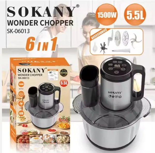كبة Sokany استنالس 6×1 ديجيتال 5.5 لتر 1200 وات – SK-06013N