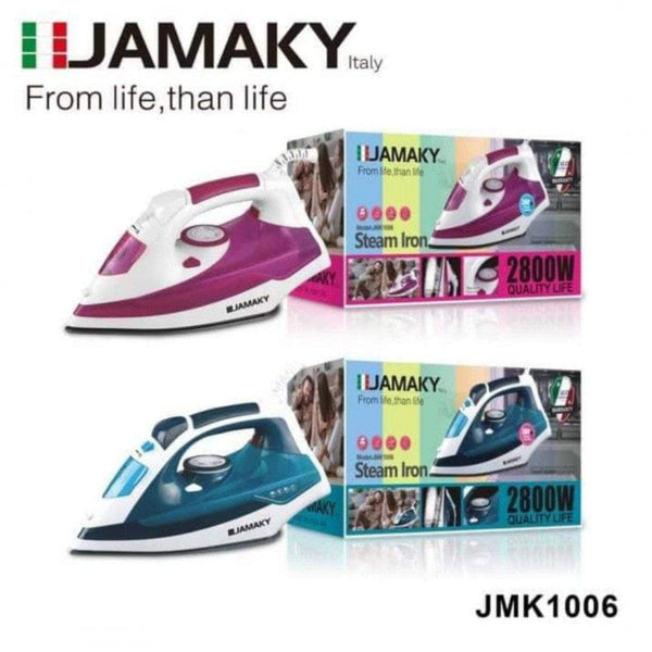 مكواة بخار جاماكي JMK1006 – 2800 واط – تقنية إيطالية – سعة 380 مل – قاعدة سيراميك غير لاصقة