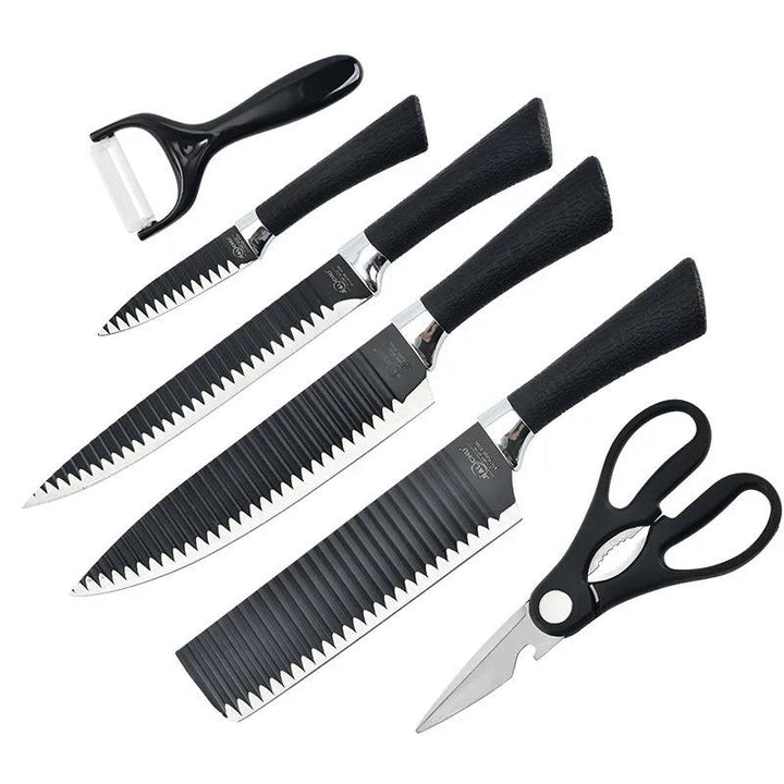 🔪 طقم سكاكين 6 قطع في علبة جرانيت – أدواتك الأساسية في المطبخ
