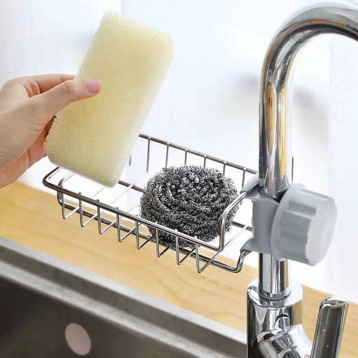 🧼 منظم حوض المطبخ وحامل مستلزمات – استانلس بالكامل