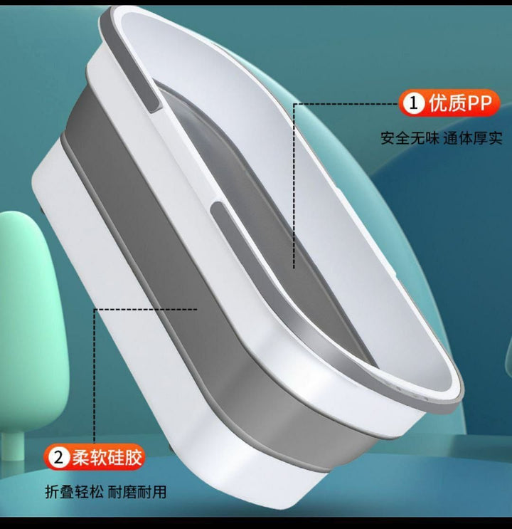 جردل سيليكون قابل للطي – تصميم مستطيل عملي بحجم 55×25 سم 🧼🪣