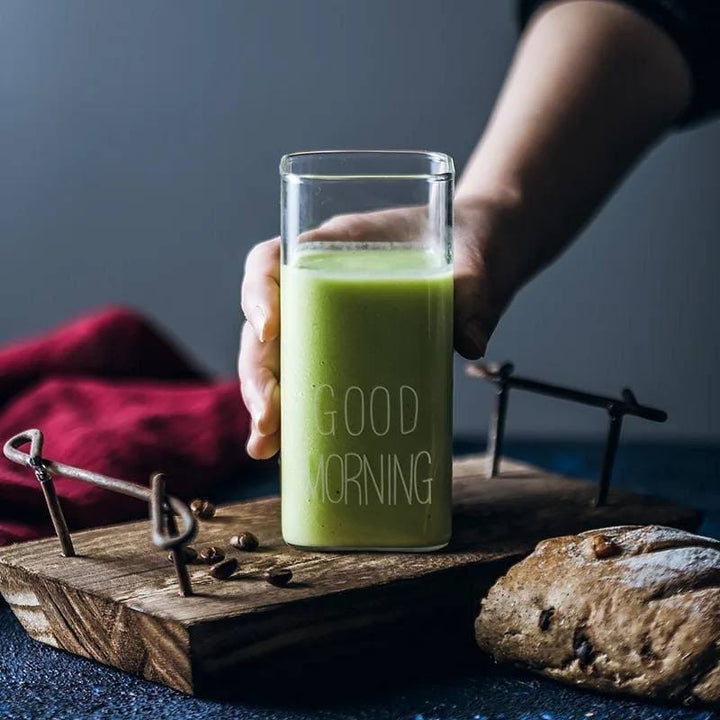 ☕ كوب الكابتشينو “GOOD MORNING” – زجاج بايركس مستورد سعة 400 مل 😍