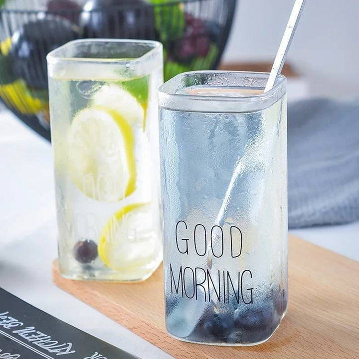 ☕ كوب الكابتشينو “GOOD MORNING” – زجاج بايركس مستورد سعة 400 مل 😍