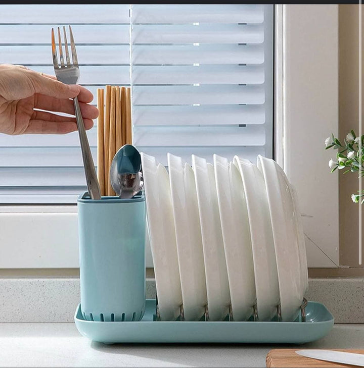 🍽️ مطبقيّة وصفّاية أطباق – بلاستيك مع استانلس قابلة للطي