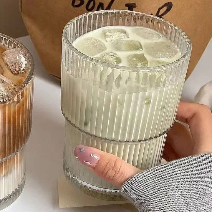 🥃 كوب لوريتا الزجاج المضلع – تصميم عصري وخامة مستوردة 💥