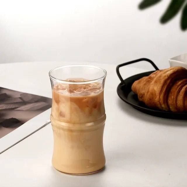 🥤 كوب زجاج زجزاج مضلع – شكل عصري وخامة حرارية مستوردة ❤️