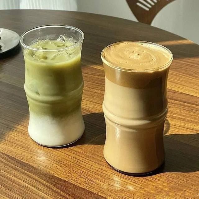 🥤 كوب زجاج زجزاج مضلع – شكل عصري وخامة حرارية مستوردة ❤️