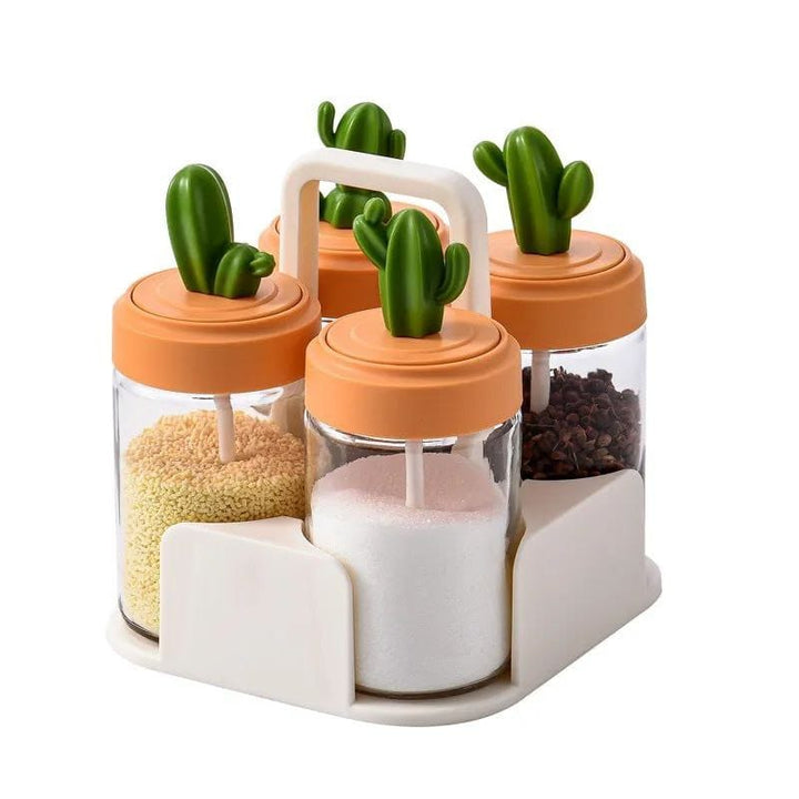 طقم توابل صبار 🌵 – 4 قطع مع حامل