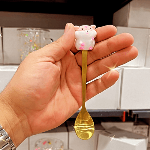 طقم معالق جولد 6 قطع بأشكال كرتونية