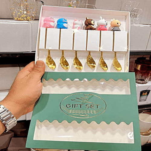 طقم معالق جولد 6 قطع بأشكال كرتونية